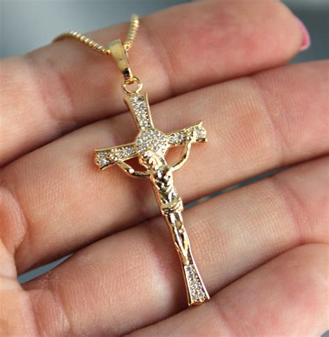 gold crucifix necklace men's